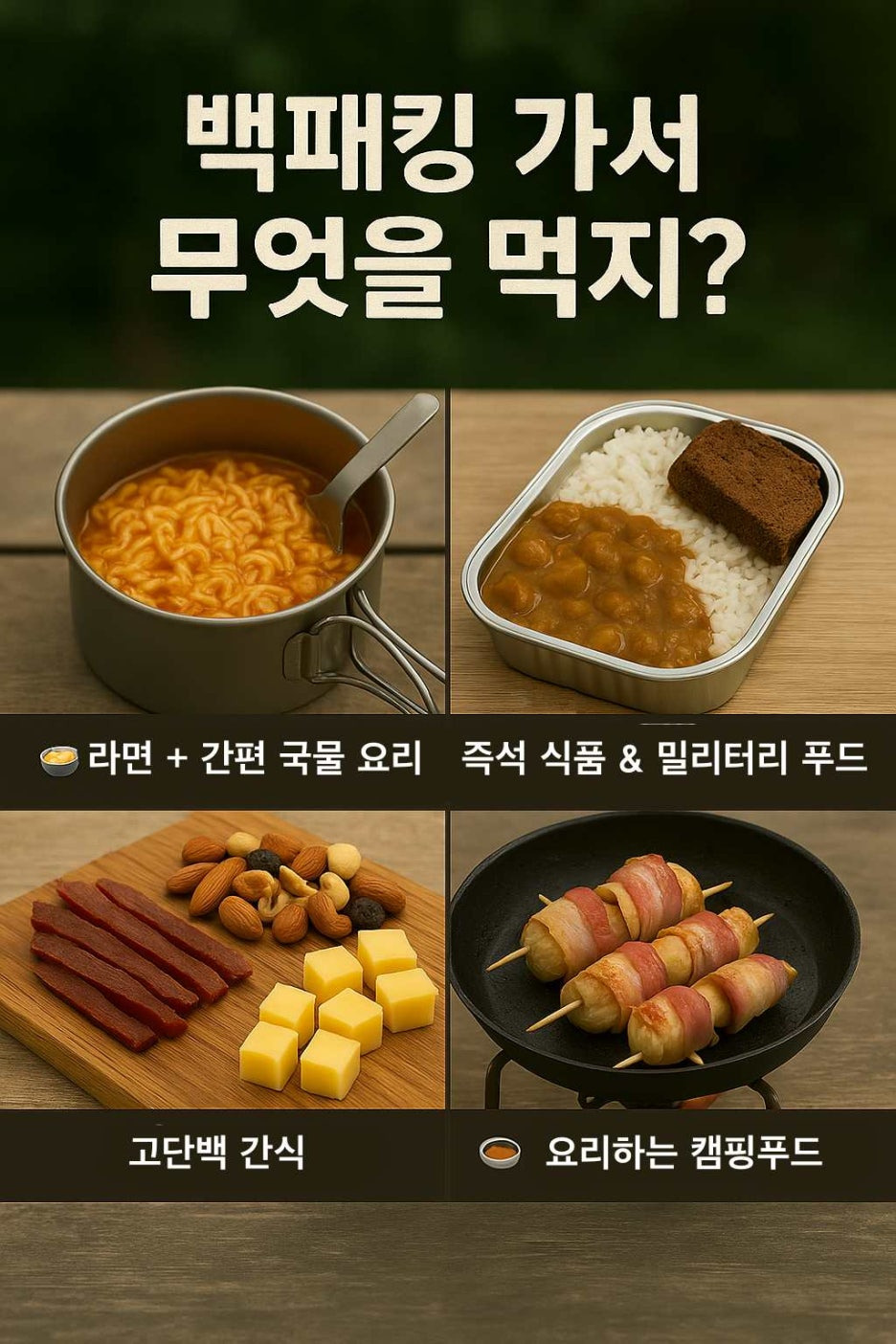 여러가지 캠핑요리에 대한 사진입니다.