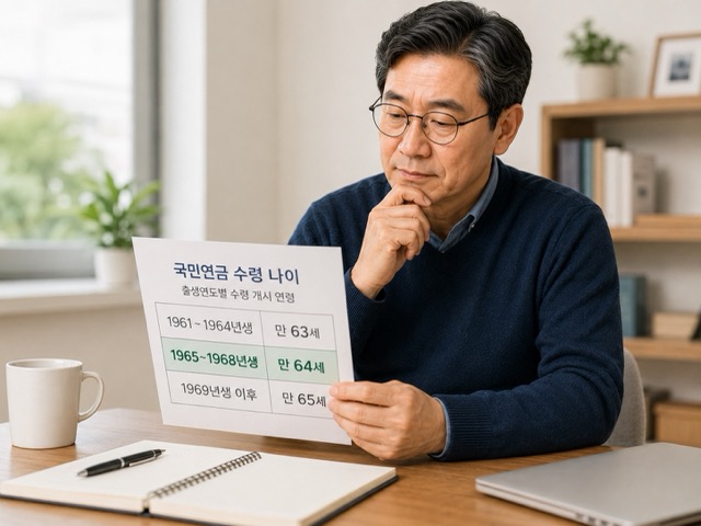 국민연금 수령 준비를 위해 가입기간 10년 이상과 예상수령액, 조기수령 여부를 확인하는 중장년 남성