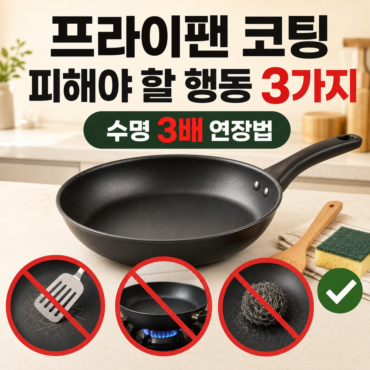 프라이팬 코팅을 오래 유지하려면 피해야 할 행동 3가지 (수명 3배 연장법)