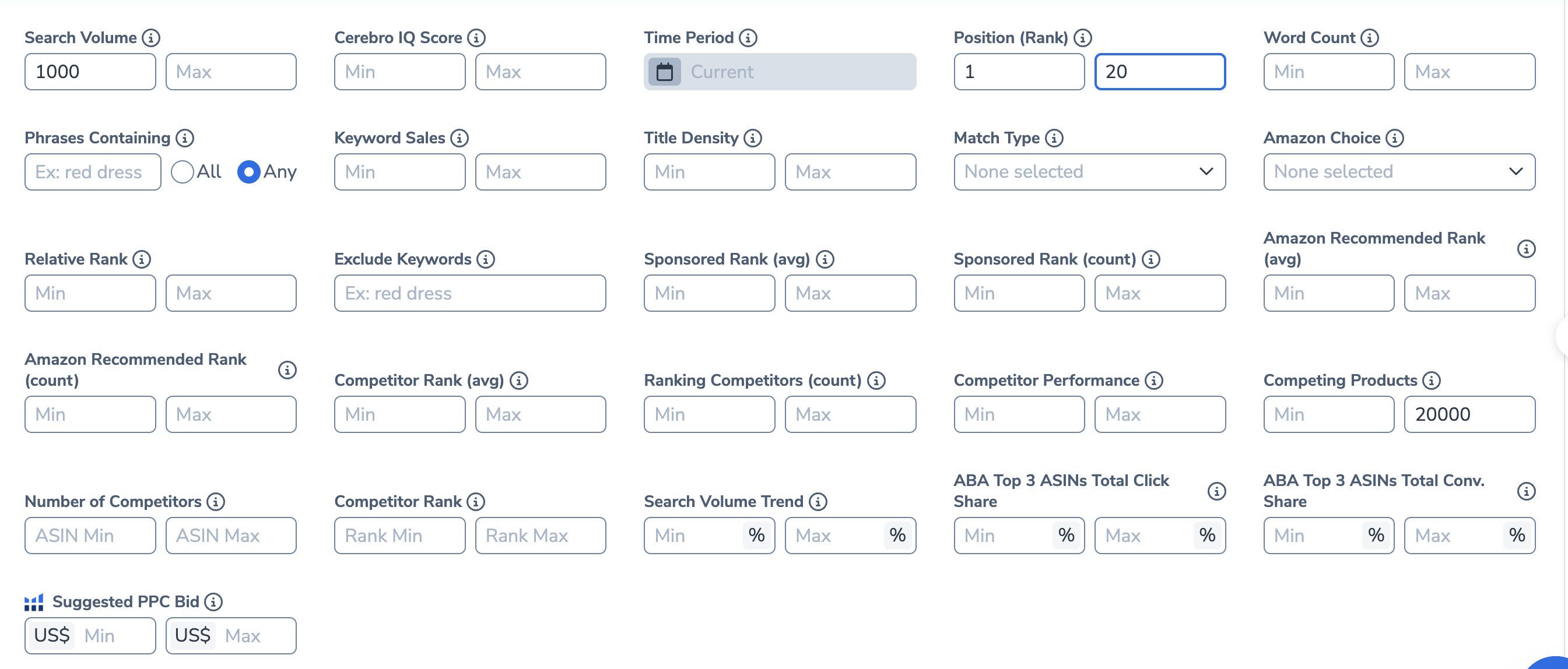 Cerebro는 결과가 수천 개 나오기 때문에 필터링이 필수예요