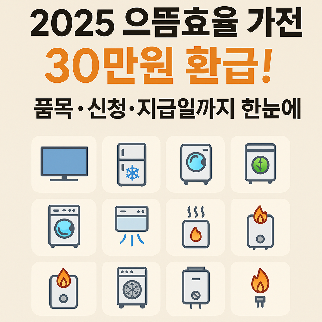 2025 으뜸효율 가전 30만원 환급! 품목·신청·지급일까지 한눈에