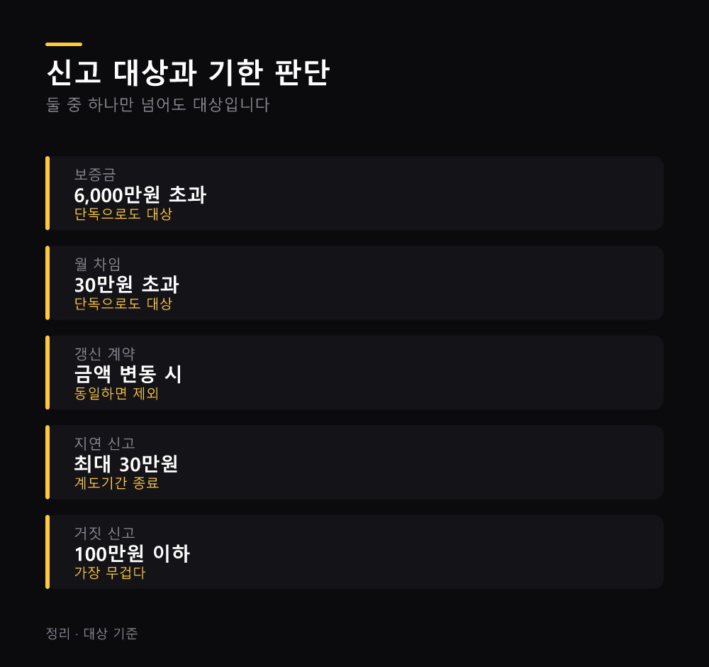 신고 대상과 기한 판단