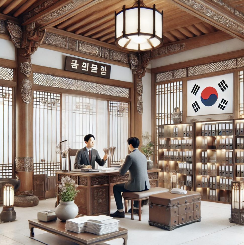 금융기관에서 상속 관련 채무 상담을 진행하는 배경의 모습