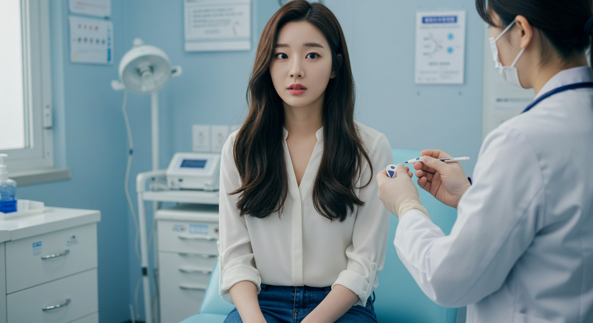 알포트 증후군 검사 받는 여성