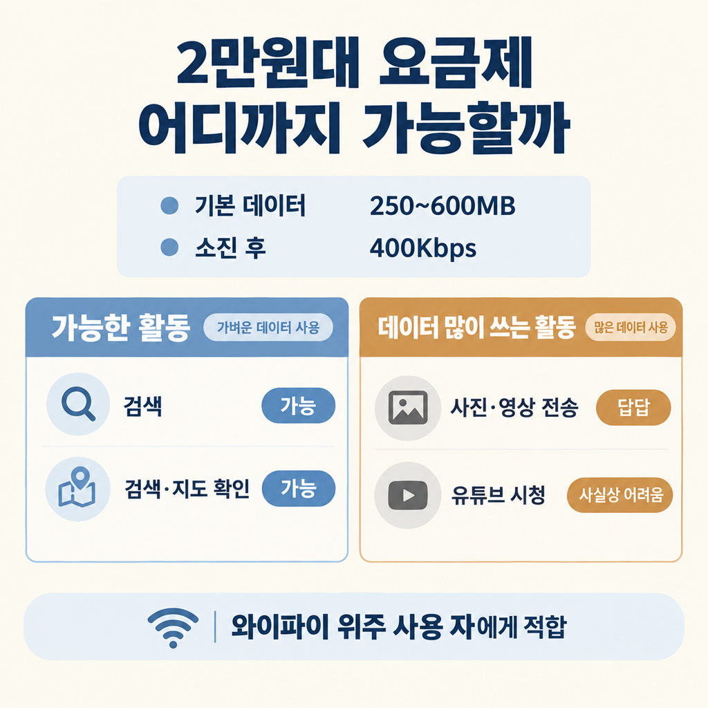 2만원대 요금제로 실제 할 수 있는 것