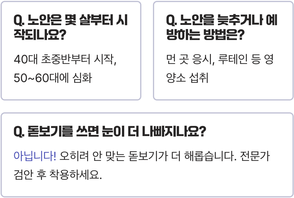 40대, 50대 눈이 침침할 때, 노안 자가진단법