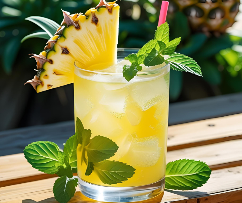 파인애플-파인애플 식초-파인애플 얼음 음료