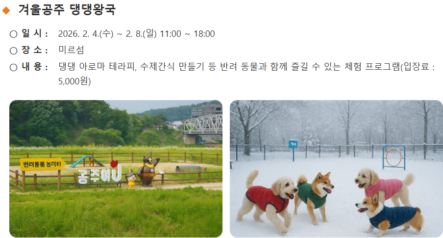 겨울공주 군밤축제 댕댕왕국