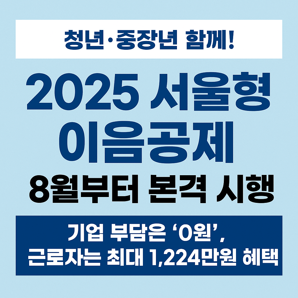 2025 서울형 이음공제 8월부터 본격 시행[+청년·중장년 함께! ]