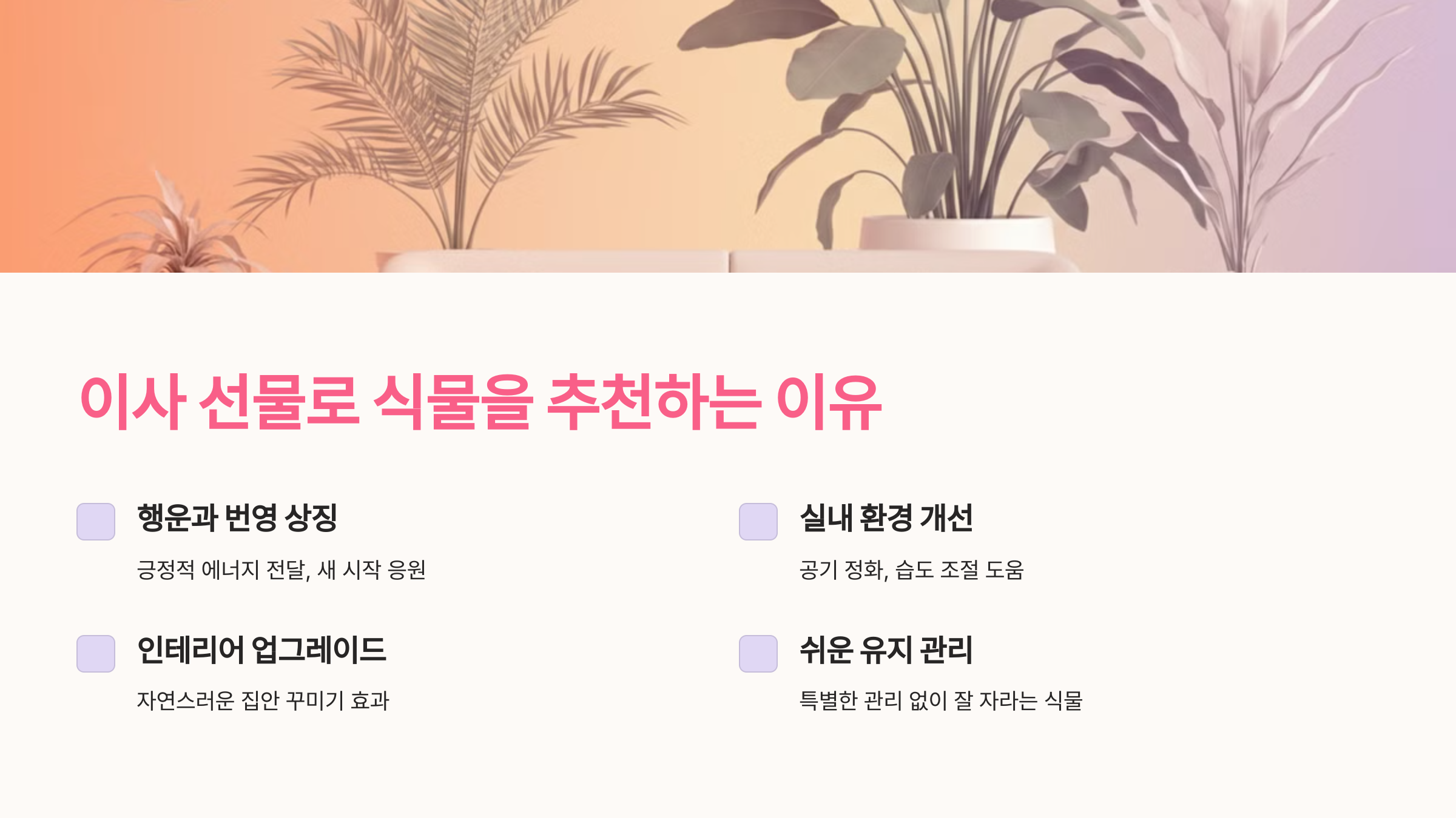 이사 선물로 식물을 추천하는 이유