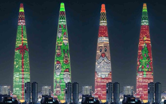 잠실 롯데월드 타워 크리스 마스 초대형 미디어아트 트리