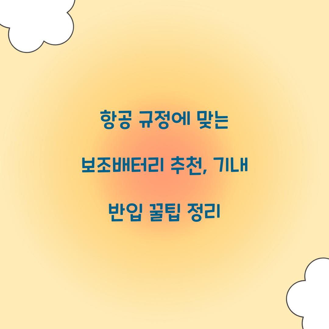 항공 규정에 맞는 보조배터리 추천