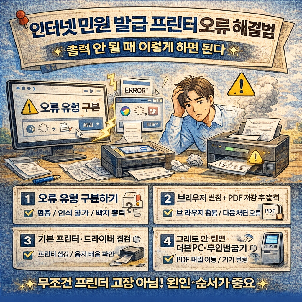 인터넷 민원 발급 프린터 오류 해결법 총정리