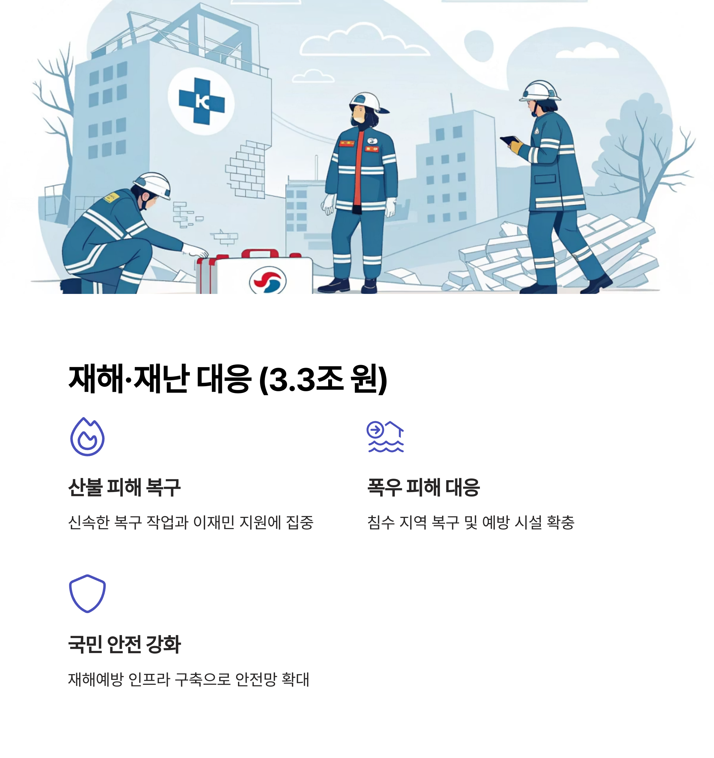 재해&middot;재난 대응, 피해 복구부터 이재민 지원까지