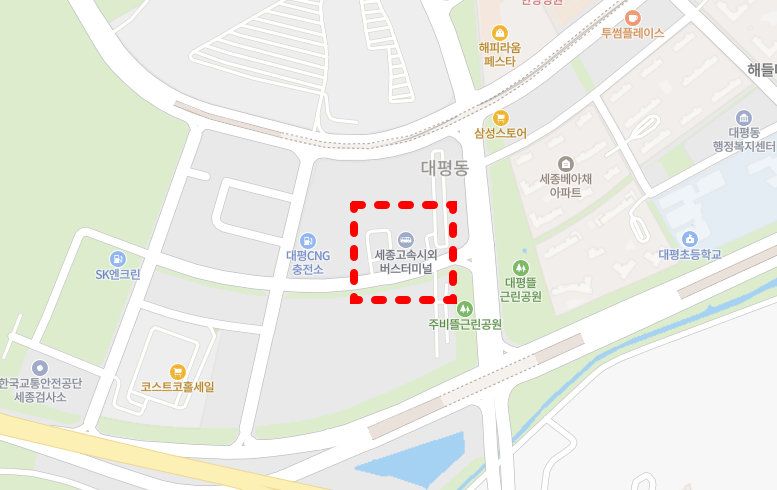 세종고속시외비스터미널 위치-지도