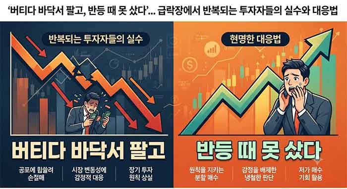 급락장 투자자의 실수와 현명한 대응법 인포그래픽 이미지.