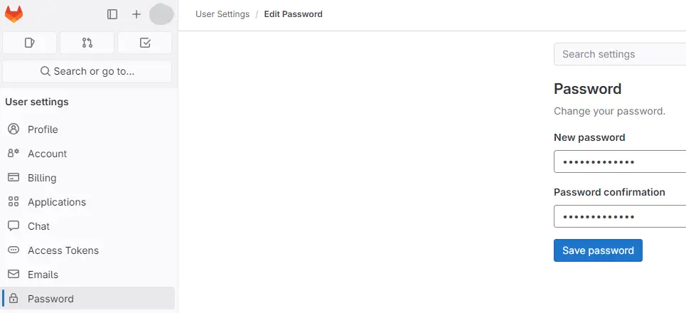 gitlab 계정 비밀번호 설정