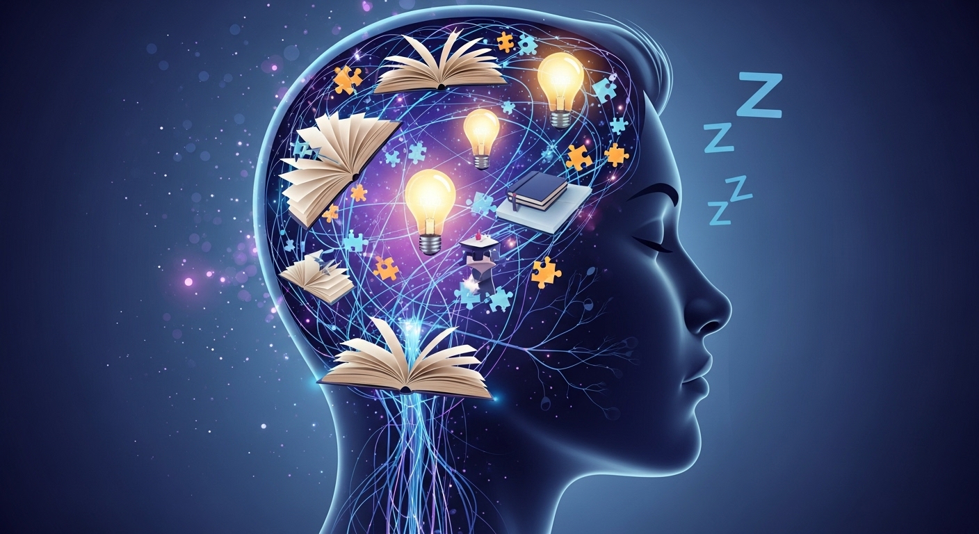 잠자는 사람의 머릿속에서 기억과 학습이 활발하게 일어나는 렘수면의 모습을 형상화한 이미지.