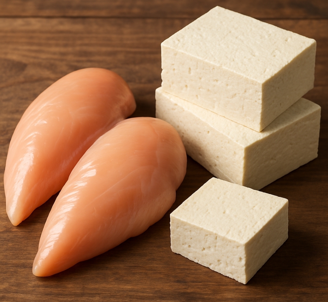 다이어트 식품 닭가슴살과 두부의 사진