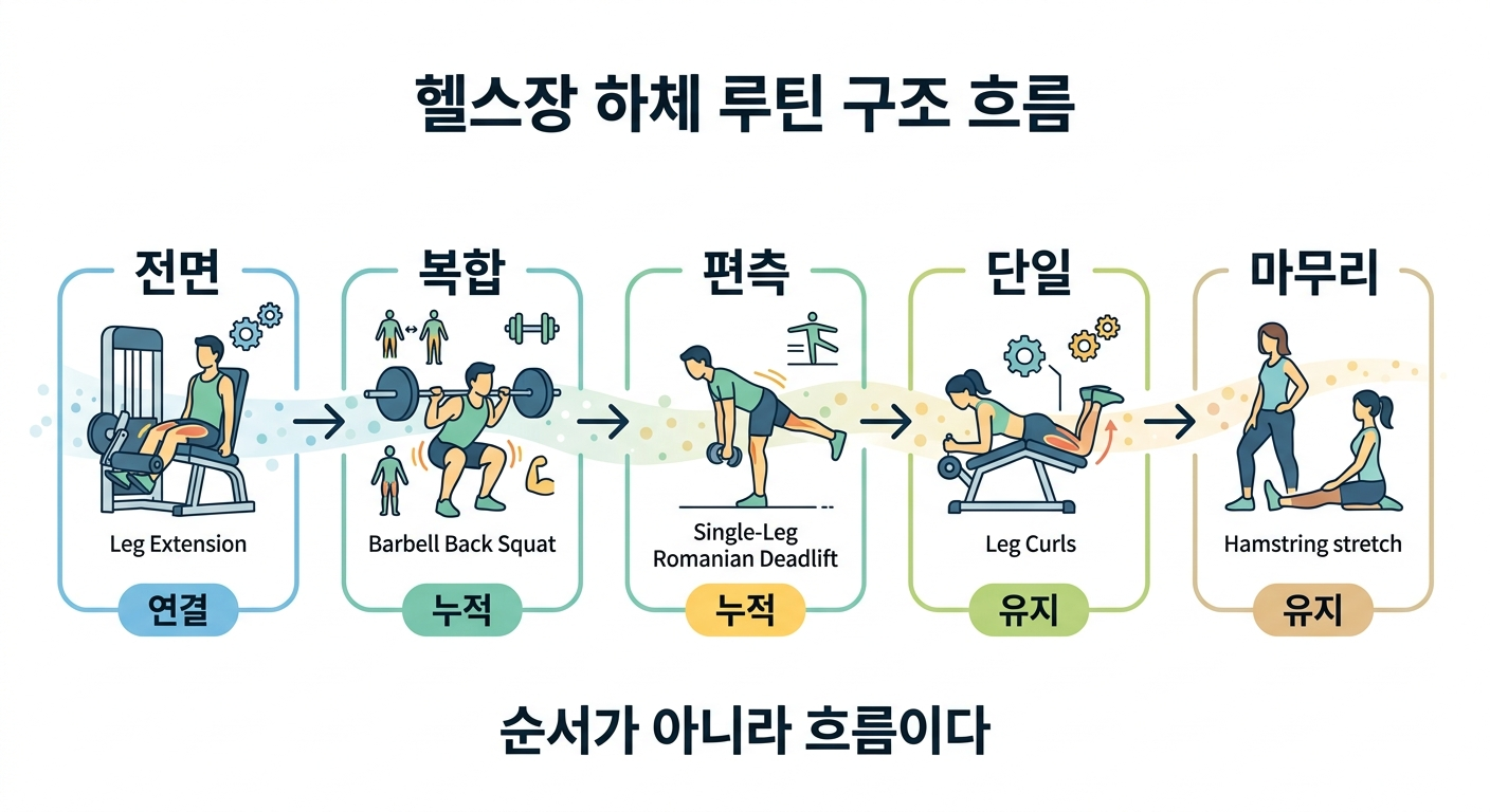 헬스장 하체 루틴 구조 흐름