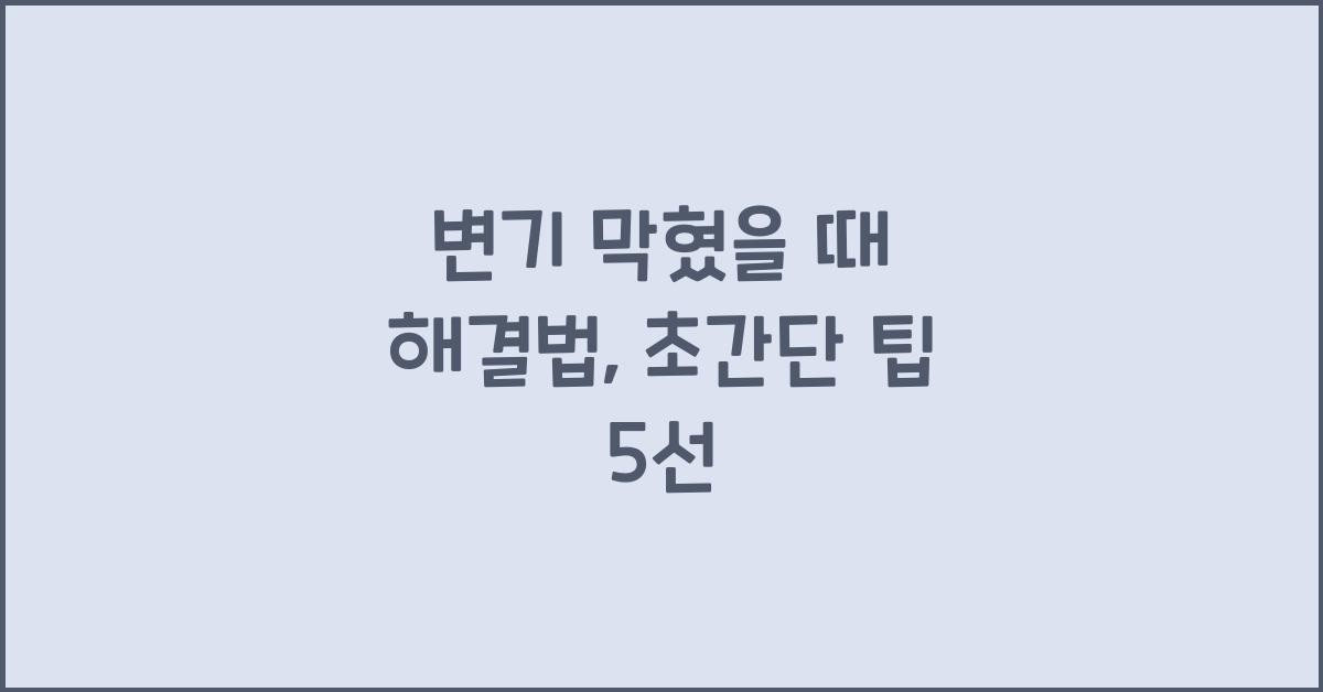 변기 막혔을 때 해결법