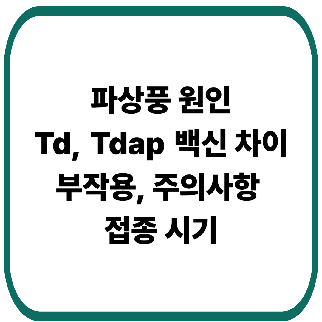 파상풍 원인, Td 백신과 Tdap 백신의 차이점, 부작용, 주의사항, 접종 시기