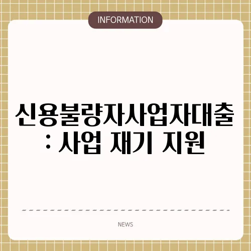 신용불량자사업자대출: 사업 재기 지원