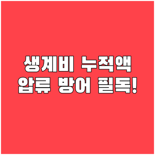 생계비계좌에 누적된 금액 이월 시 압..