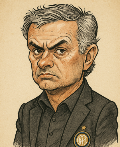 굳은 의지를 보여주는 표정(무리뉴)