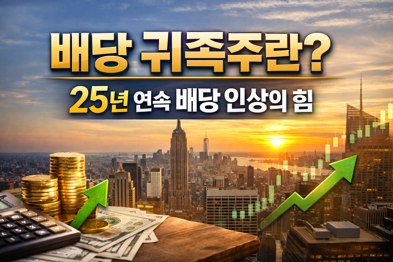 2026 배당 성장주 TOP 5 이미지, 장기 배당 투자와 현금흐름 성장을 표현한 실사 이미지