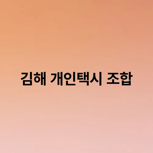 김해 개인택시 조합