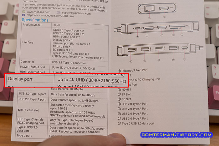OKX USB-C 허브 DP포트 출력 사양