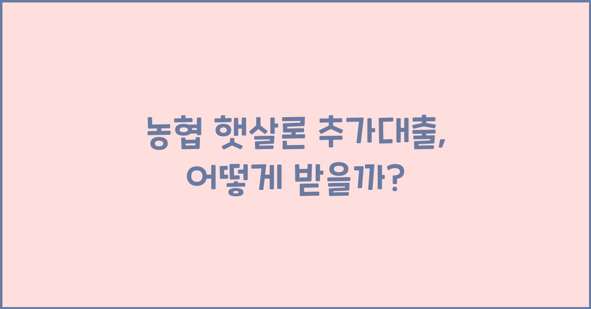 농협 햇살론 추가대출