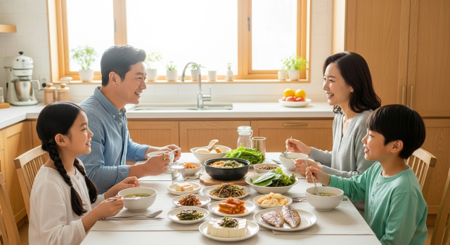 금연, 절주, 건강식단을 실천하는 한국 가족