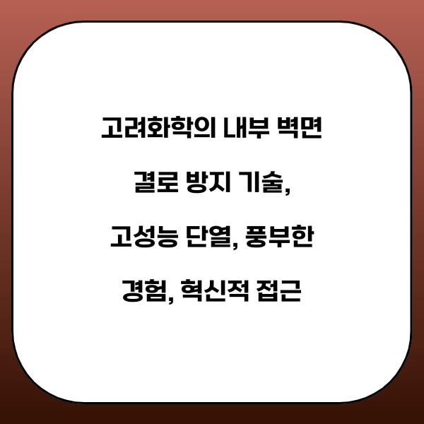 고려화학의 내부 벽면 결로 방지 기술