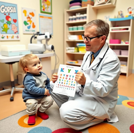 아기 시력 교정 하는 사진