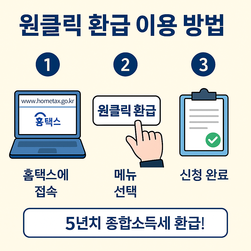 5년치 세금 환급, 종합소득세 환급, 소득세 신고, 원클릭 환급, 홈택스 자동계산, 세무사 없이, 세금 돌려받기, 경비 미신고, 연말정산 누락, 무료 세무신고