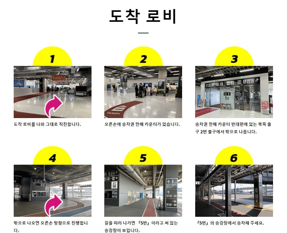 3터미널 버스 승강장까지 가는 방법이 나와 있는 그림