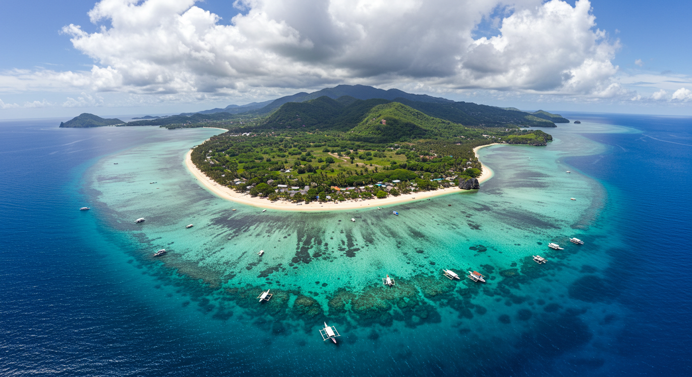 수밀론 섬 흰 모래사장