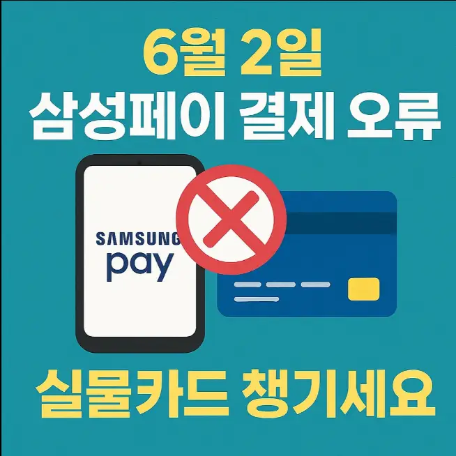 6월2일 삼성페이 결제 오류(실물카드 챙기세요)