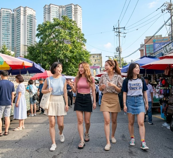 동묘벼룩시장을 구경하는 20대 여성들