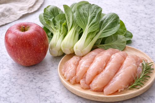 후기 이유식 닭고기 청경채 사과 무른 밥 레시피 및 변비 예방 식단