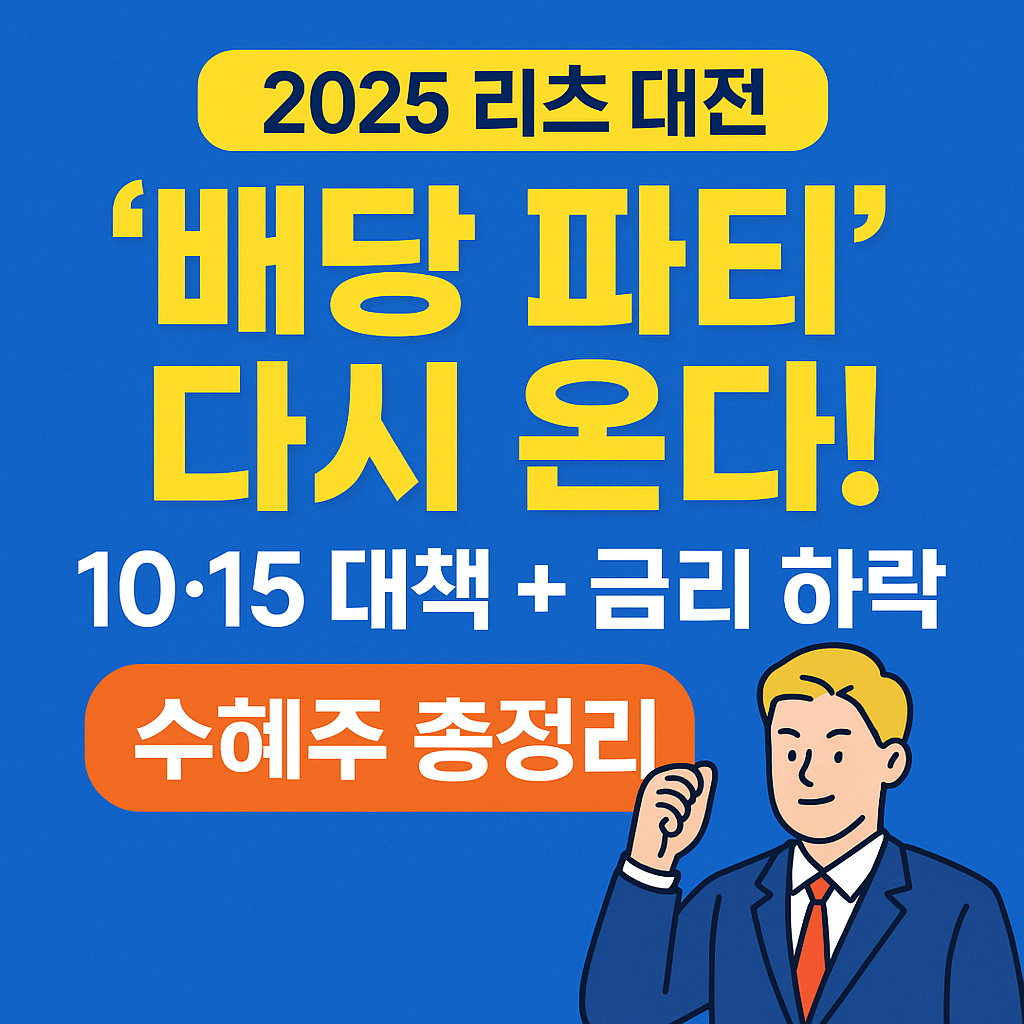 [2025 리츠 대전] ‘배당 파티’ 다시 온다! 10·15 대책 + 금리 하락 수혜주 총정리