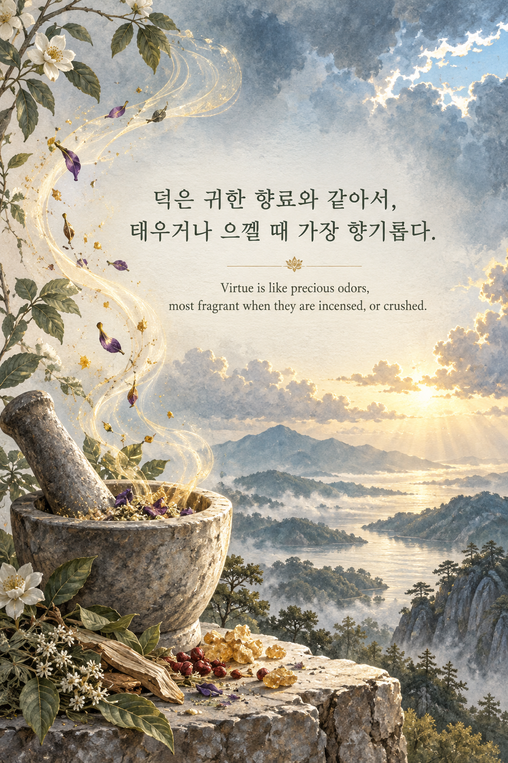 프랜시스 베이컨 명언 6 — 덕은 귀한 향료와 같아서, 태우거나 으깰 때 가장 향기롭다.
