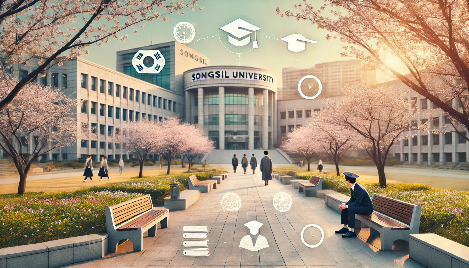 숭실대 캠퍼스를 배경으로 &lsquo;입시&rsquo; 키워드가 강조된 감성적인 이미지