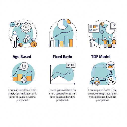 연령 기반, 고정 비율, TDF 모델 설명 그래픽