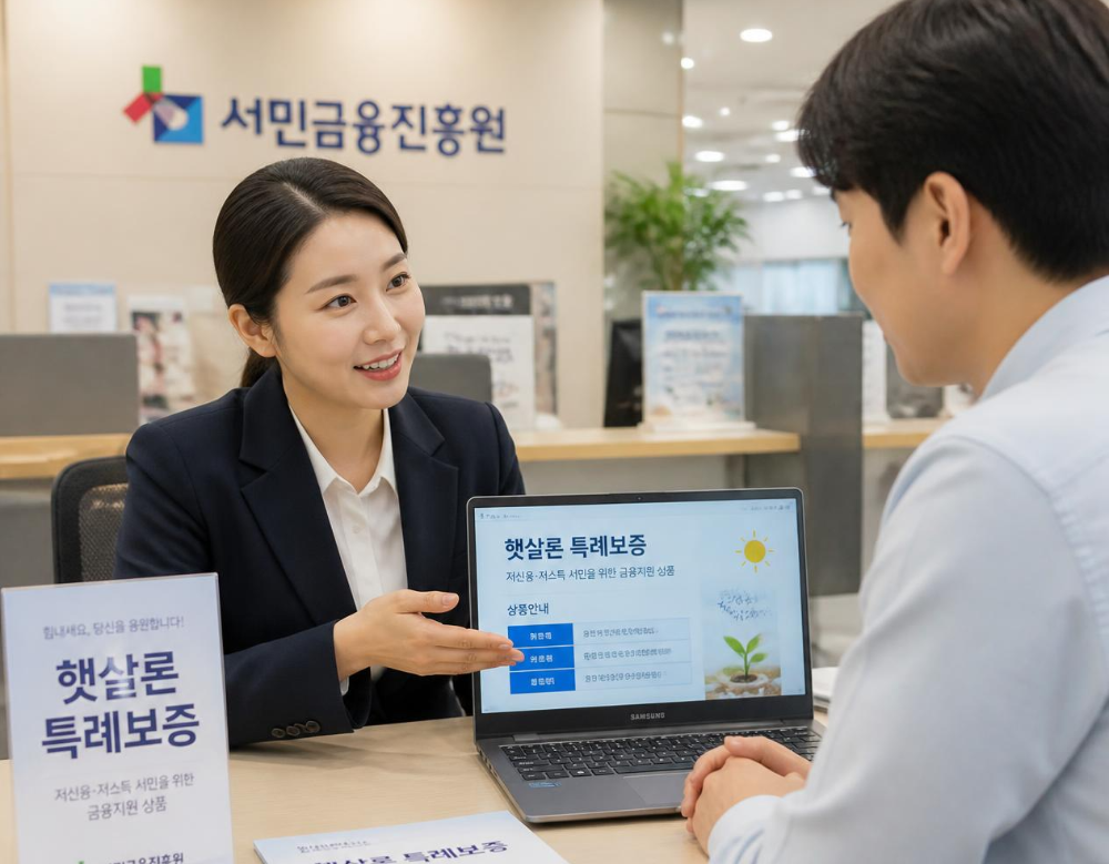 alt="햇살론 특례보증 신청자격과 금리·한도·신청방법을 상담하는 은행 대출 상담 모습"
