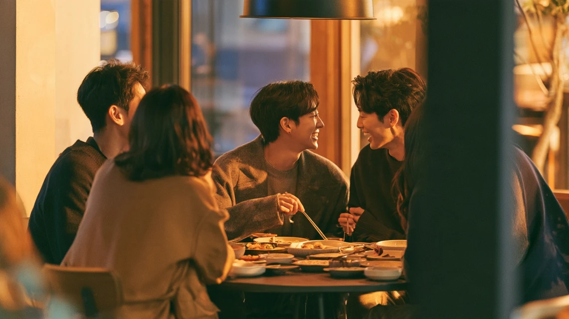 안심하고 함께 식사를 즐기는 모임원들