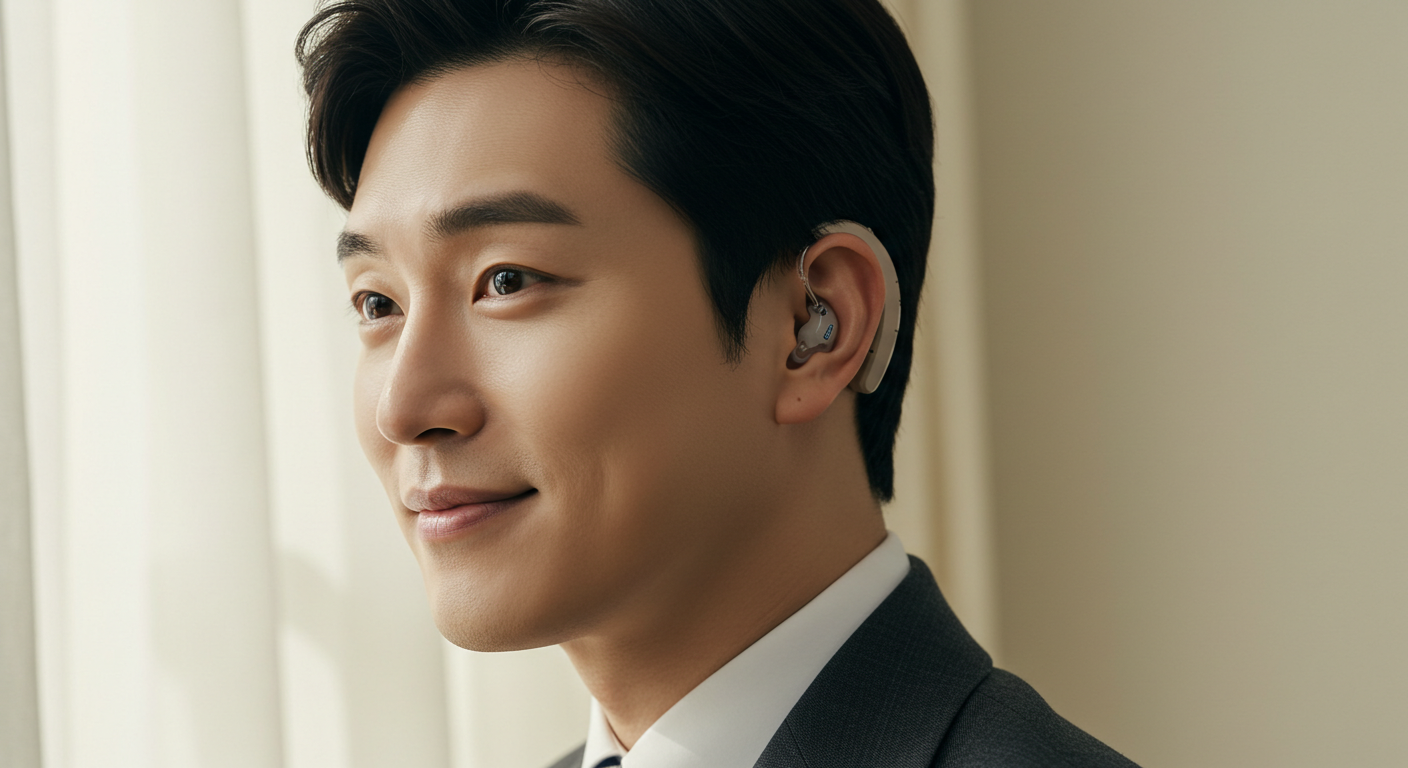 보청기를 차고 있는 사람