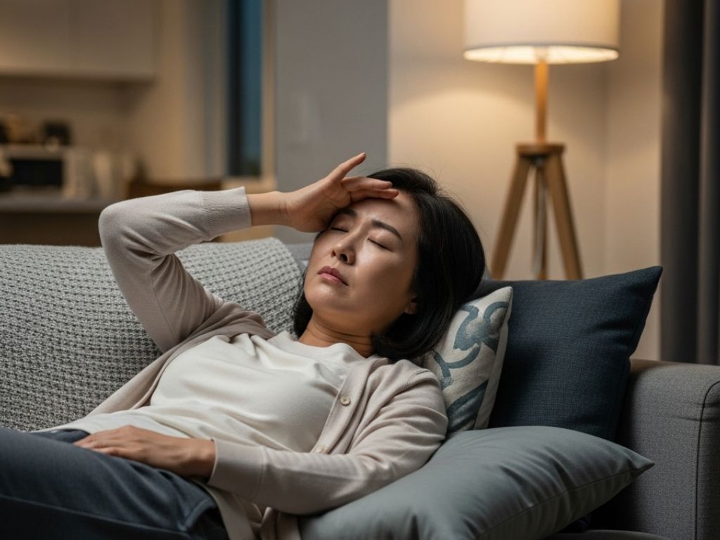 두통 느끼는 여성